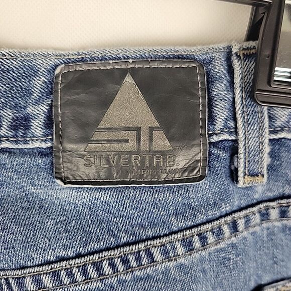 VTG Levis Silvertab Jeans Mens 34x34 Blue Baggy Fit Skater Y2K Denim Streetwear - Picture 7 of 9